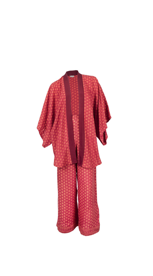 Kimono Set Flower of Life, rot/apricot